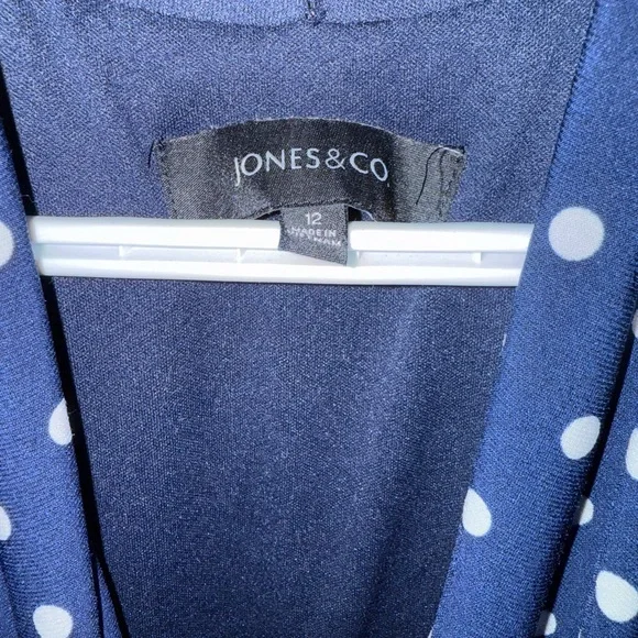 Elegant Navy Polka Dot Dress - Picture 4 of 4